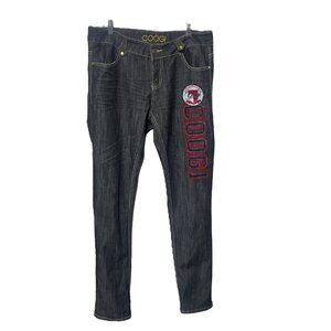 Coogi Jeans Women’s 14W Black Embroidered Straight Button Flap Pocket Y2K